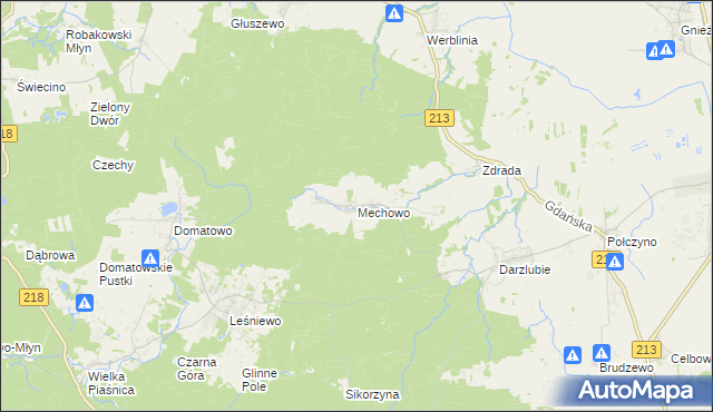 mapa Mechowo gmina Puck, Mechowo gmina Puck na mapie Targeo
