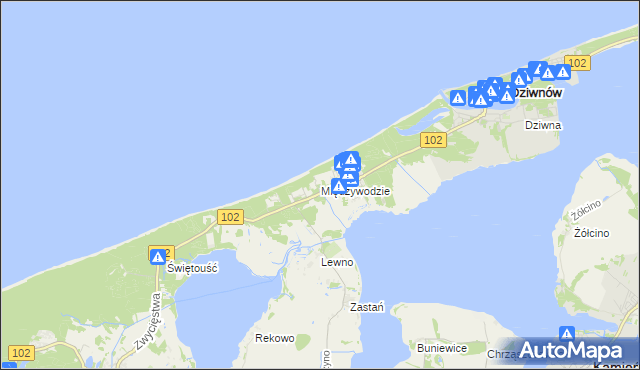 mapa Międzywodzie, Międzywodzie na mapie Targeo