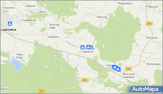 mapa Minkowice Oławskie, Minkowice Oławskie na mapie Targeo