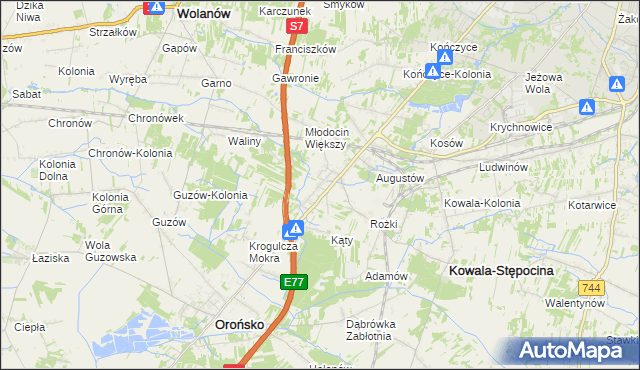 mapa Młodocin Mniejszy, Młodocin Mniejszy na mapie Targeo