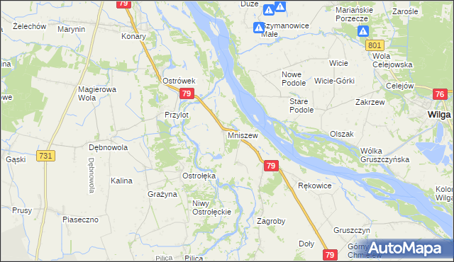 mapa Mniszew gmina Magnuszew, Mniszew gmina Magnuszew na mapie Targeo