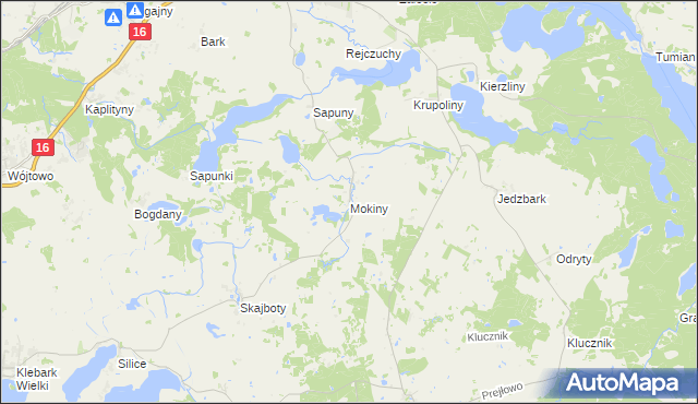 mapa Mokiny, Mokiny na mapie Targeo