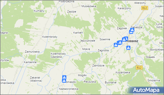 mapa Mokre gmina Rossosz, Mokre gmina Rossosz na mapie Targeo