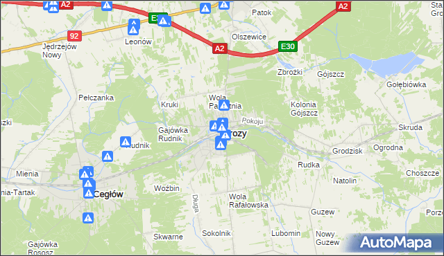 mapa Mrozy powiat miński, Mrozy powiat miński na mapie Targeo
