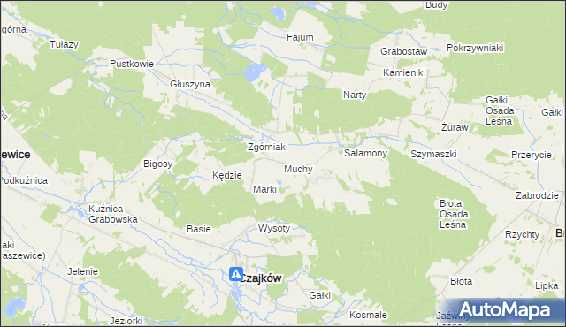 mapa Muchy gmina Czajków, Muchy gmina Czajków na mapie Targeo