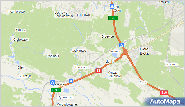 mapa Murowaniec gmina Białe Błota, Murowaniec gmina Białe Błota na mapie Targeo