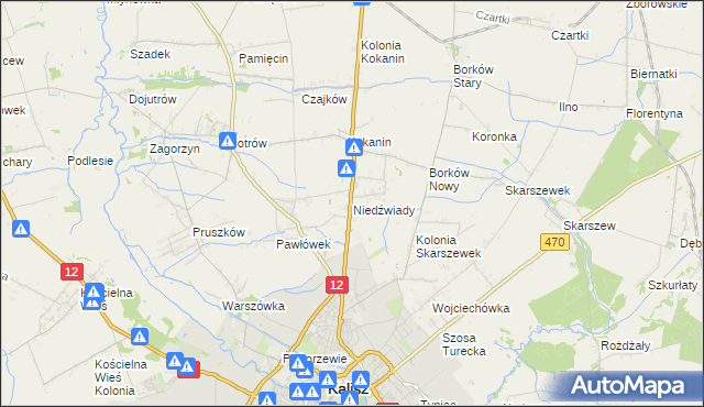 mapa Niedźwiady gmina Żelazków, Niedźwiady gmina Żelazków na mapie Targeo