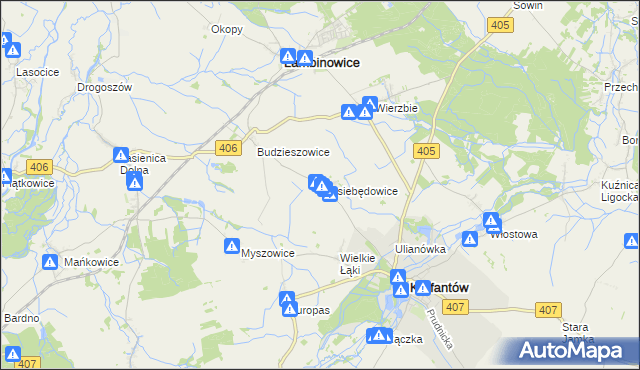 mapa Niesiebędowice, Niesiebędowice na mapie Targeo