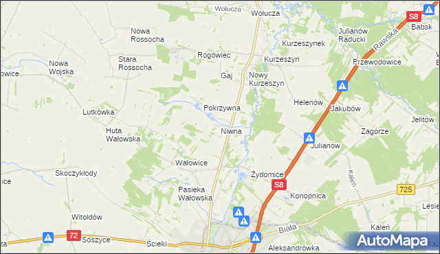 mapa Niwna, Niwna na mapie Targeo