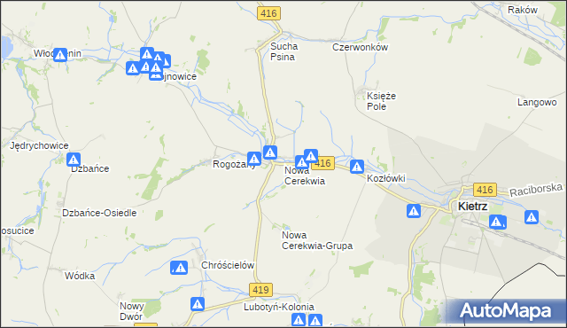 mapa Nowa Cerekwia, Nowa Cerekwia na mapie Targeo