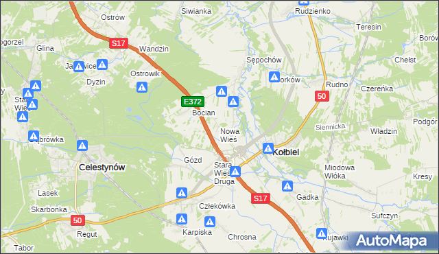 mapa Nowa Wieś gmina Kołbiel, Nowa Wieś gmina Kołbiel na mapie Targeo