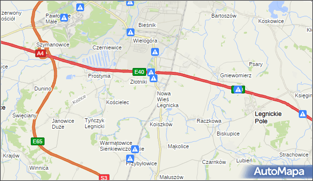 mapa Nowa Wieś Legnicka, Nowa Wieś Legnicka na mapie Targeo