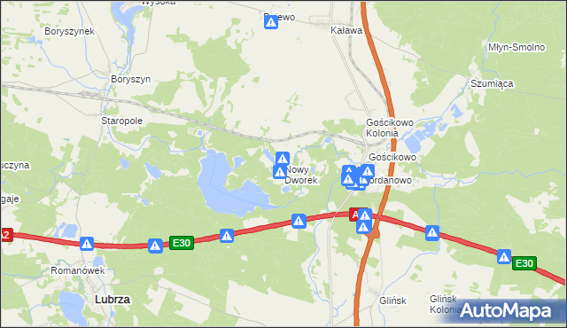 mapa Nowy Dworek gmina Świebodzin, Nowy Dworek gmina Świebodzin na mapie Targeo