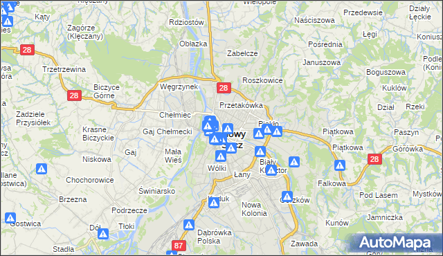 mapa Nowego Sącza, Nowy Sącz na mapie Targeo