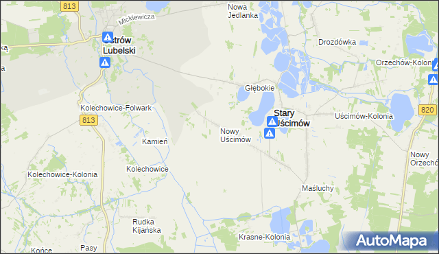 mapa Nowy Uścimów, Nowy Uścimów na mapie Targeo
