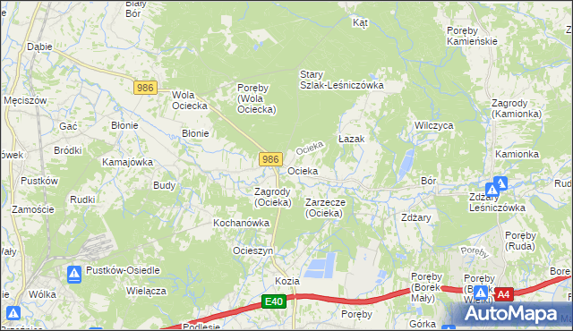 mapa Ocieka, Ocieka na mapie Targeo