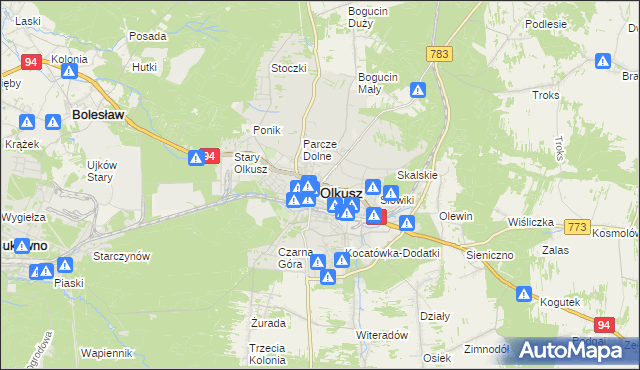 mapa Olkusz, Olkusz na mapie Targeo