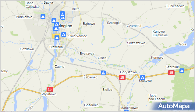 mapa Olsza gmina Mogilno, Olsza gmina Mogilno na mapie Targeo