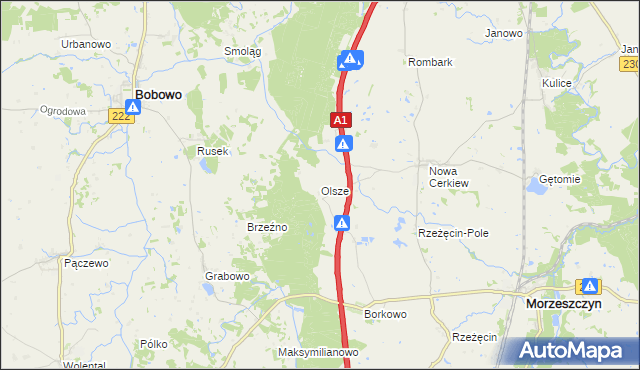 mapa Olsze, Olsze na mapie Targeo