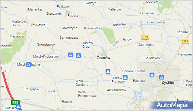 mapa Oporów powiat kutnowski, Oporów powiat kutnowski na mapie Targeo