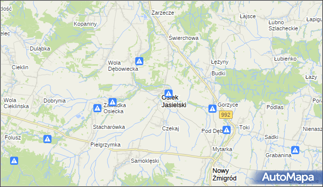 mapa Osiek Jasielski, Osiek Jasielski na mapie Targeo