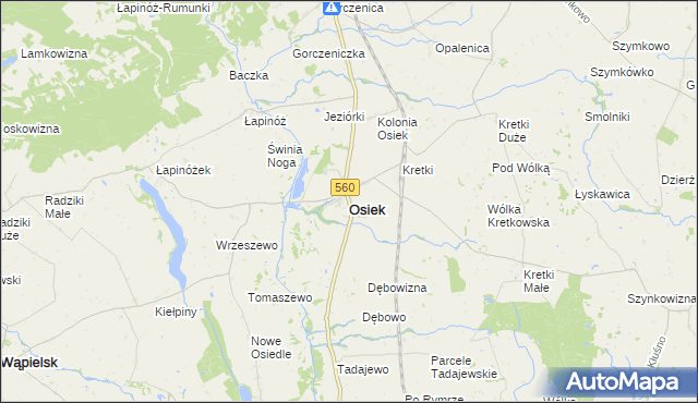 mapa Osiek powiat brodnicki, Osiek powiat brodnicki na mapie Targeo