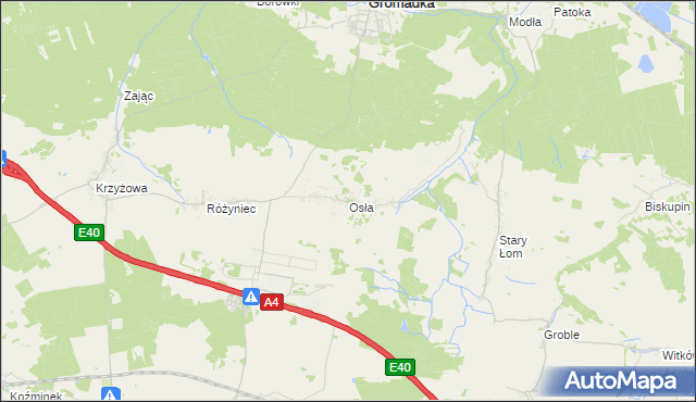 mapa Osła, Osła na mapie Targeo