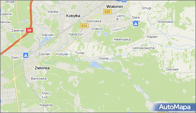 mapa Ossów, Ossów na mapie Targeo