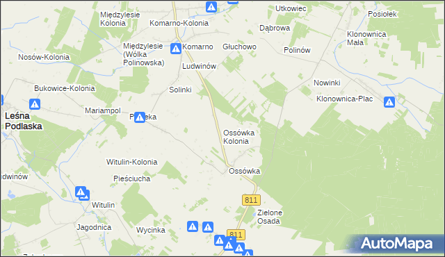 mapa Ossówka Kolonia, Ossówka Kolonia na mapie Targeo