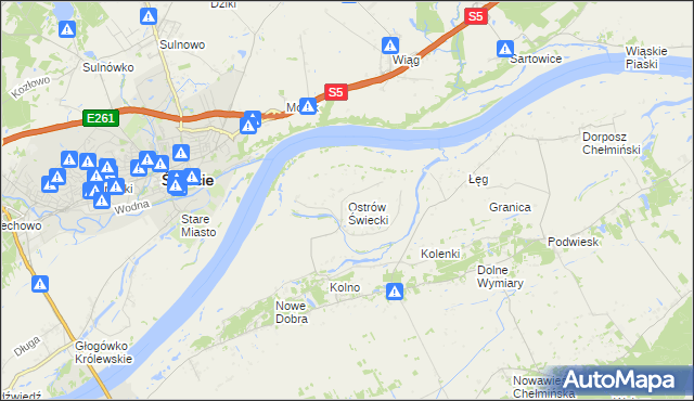 mapa Ostrów Świecki, Ostrów Świecki na mapie Targeo