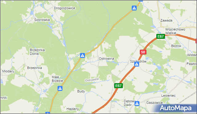 mapa Ostrowina, Ostrowina na mapie Targeo