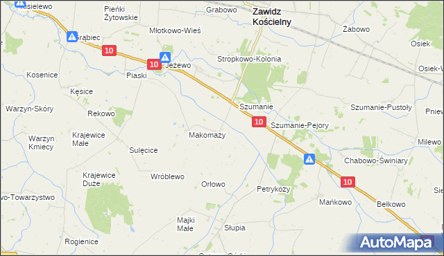 mapa Ostrowy gmina Zawidz, Ostrowy gmina Zawidz na mapie Targeo
