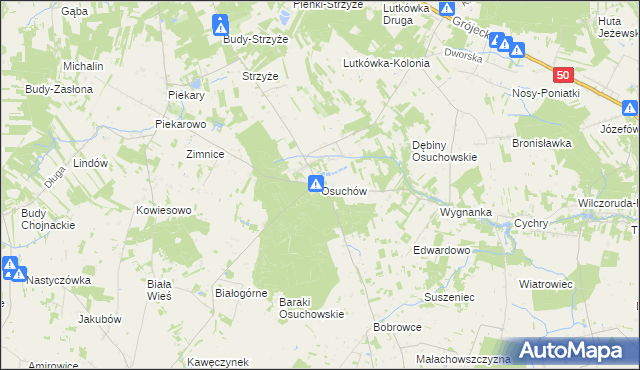 mapa Osuchów gmina Mszczonów, Osuchów gmina Mszczonów na mapie Targeo