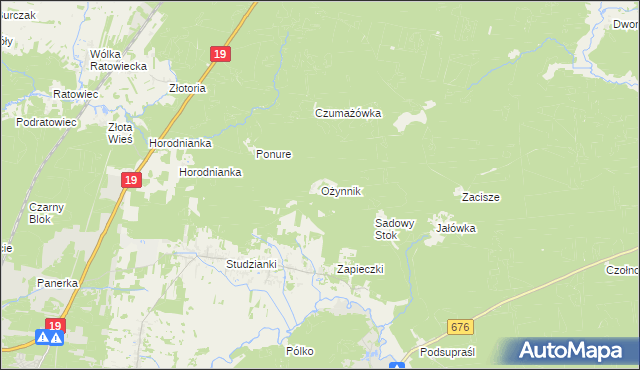 mapa Ożynnik, Ożynnik na mapie Targeo