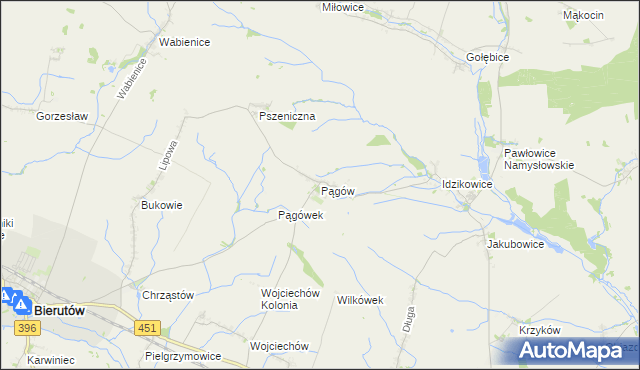 mapa Pągów gmina Wilków, Pągów gmina Wilków na mapie Targeo