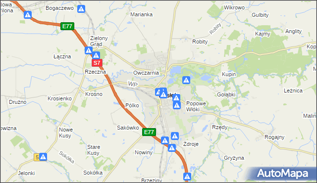 mapa Pasłęk, Pasłęk na mapie Targeo