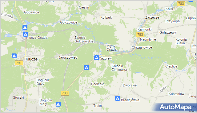 mapa Pazurek, Pazurek na mapie Targeo