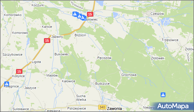 mapa Pęciszów, Pęciszów na mapie Targeo