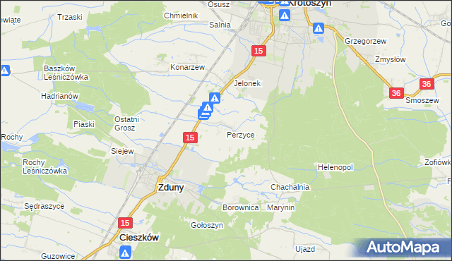 mapa Perzyce, Perzyce na mapie Targeo