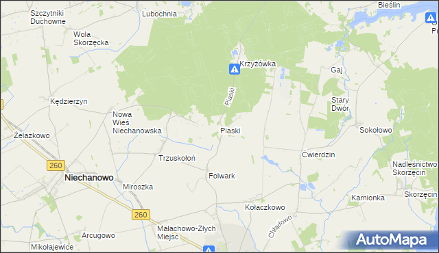 mapa Piaski gmina Witkowo, Piaski gmina Witkowo na mapie Targeo