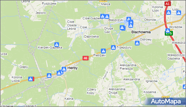 mapa Pietrzaki, Pietrzaki na mapie Targeo