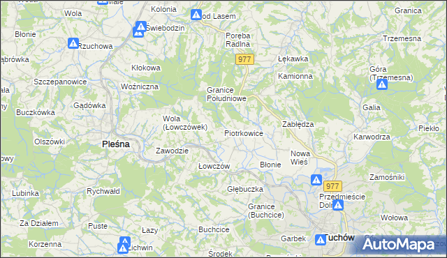 mapa Piotrkowice gmina Tuchów, Piotrkowice gmina Tuchów na mapie Targeo
