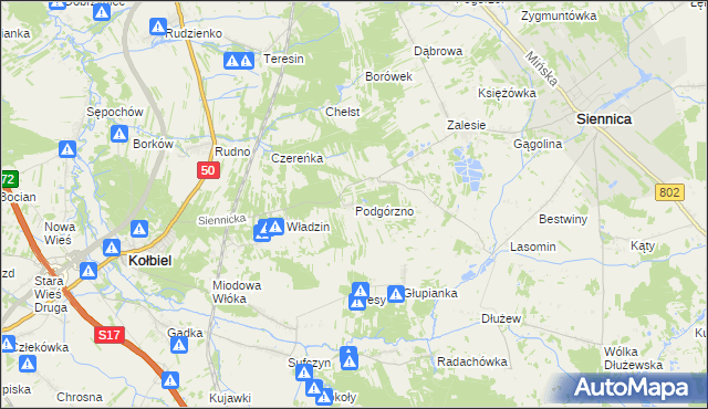 mapa Podgórzno, Podgórzno na mapie Targeo