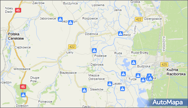 mapa Podlesie gmina Cisek, Podlesie gmina Cisek na mapie Targeo