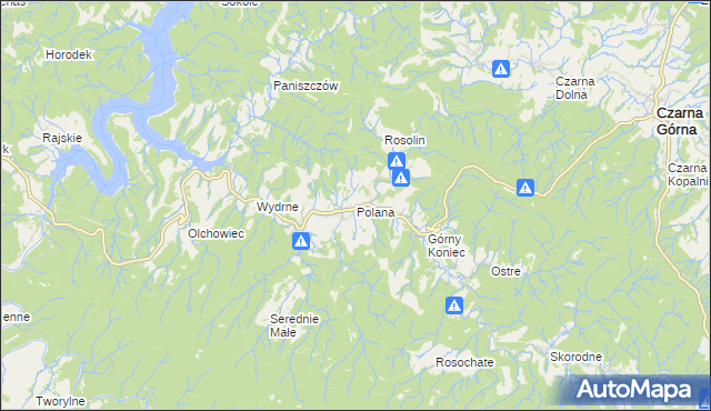 mapa Polana gmina Czarna, Polana gmina Czarna na mapie Targeo