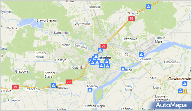 mapa Połaniec powiat staszowski, Połaniec powiat staszowski na mapie Targeo