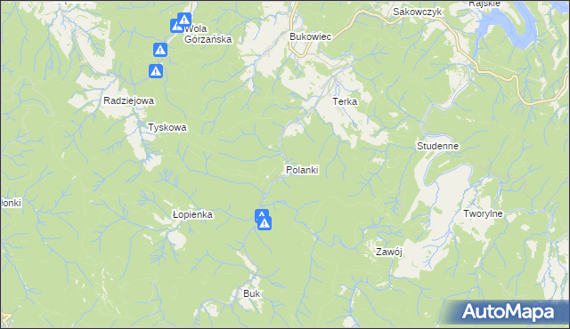 mapa Polanki gmina Solina, Polanki gmina Solina na mapie Targeo