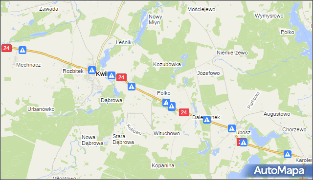 mapa Pólko gmina Kwilcz, Pólko gmina Kwilcz na mapie Targeo