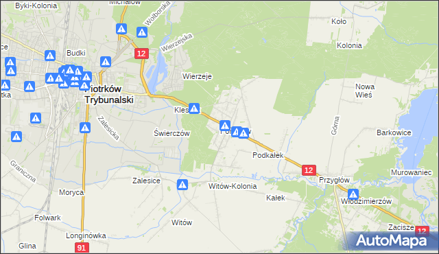 mapa Poniatów gmina Sulejów, Poniatów gmina Sulejów na mapie Targeo