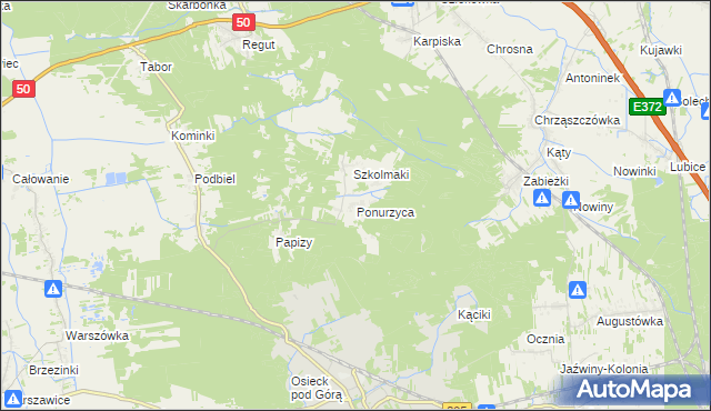 mapa Ponurzyca, Ponurzyca na mapie Targeo